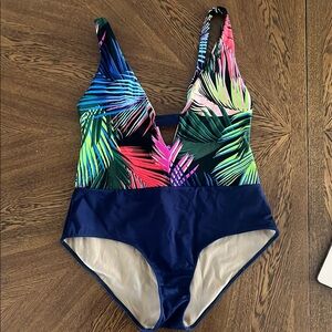 High end Designer Tropical One Piece Swimsuit by Orlando Figueroa